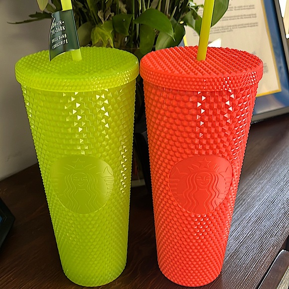Starbucks Neon Studded Venti Cup Set (2) ‘Dragonfruit’ & ‘Lemongrass’